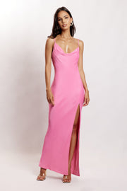Jade Cowl Neck Backless Maxi Dress - Pink