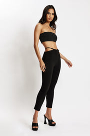 Irene Pants With V Front Cut Out - Black