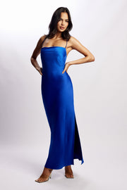 Sydney Straight Neck Slip Maxi Dress - Cobalt Blue