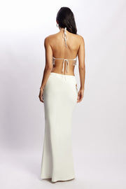 Jayleen Maxi Skirt With Fringe - White