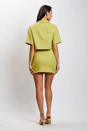 Maja Button Up Linen Mini Skirt - Apple