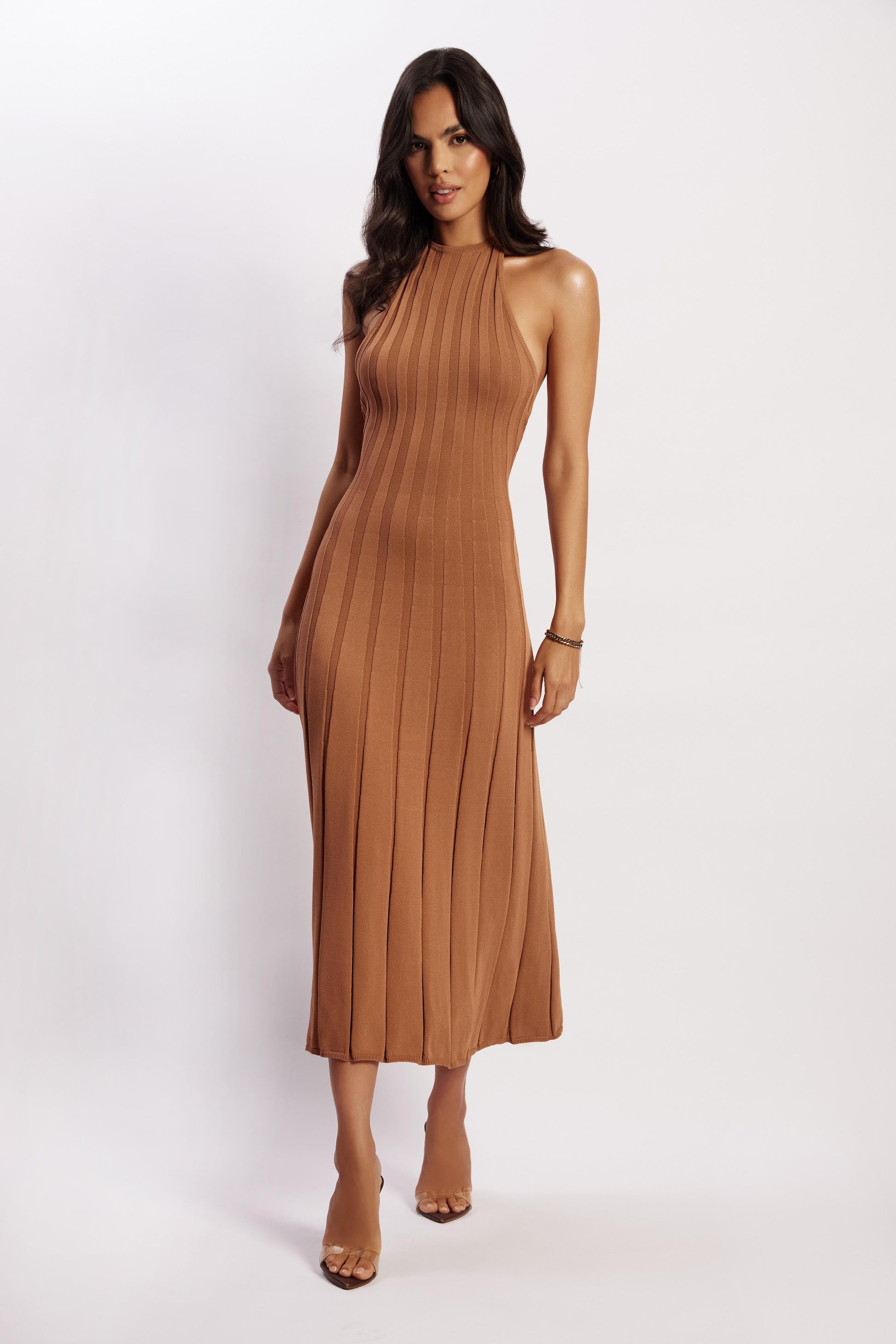 Adrienne Halter Neck Midi Dress - Tan #9