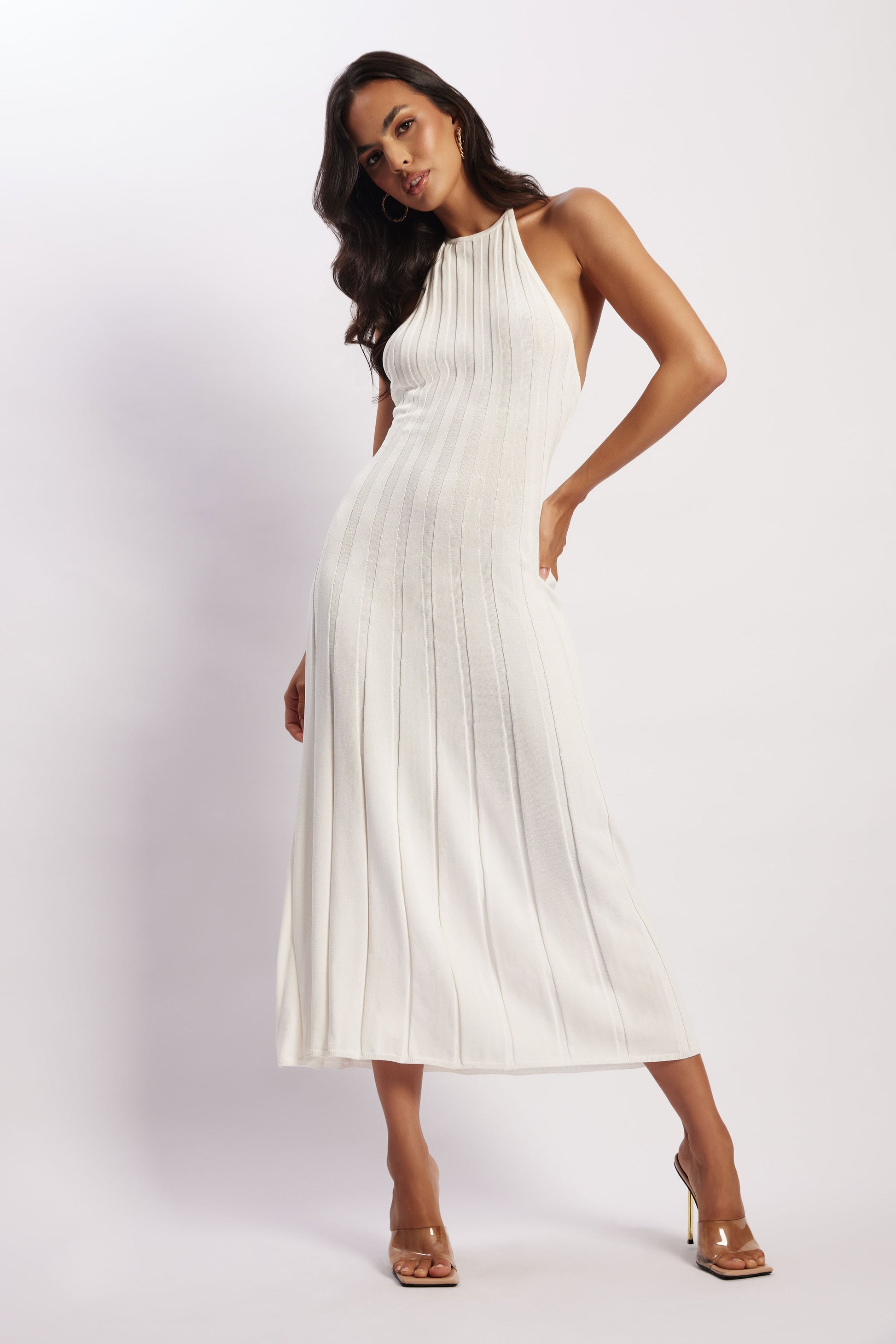 Adrienne Halter Neck Midi Dress - White #7