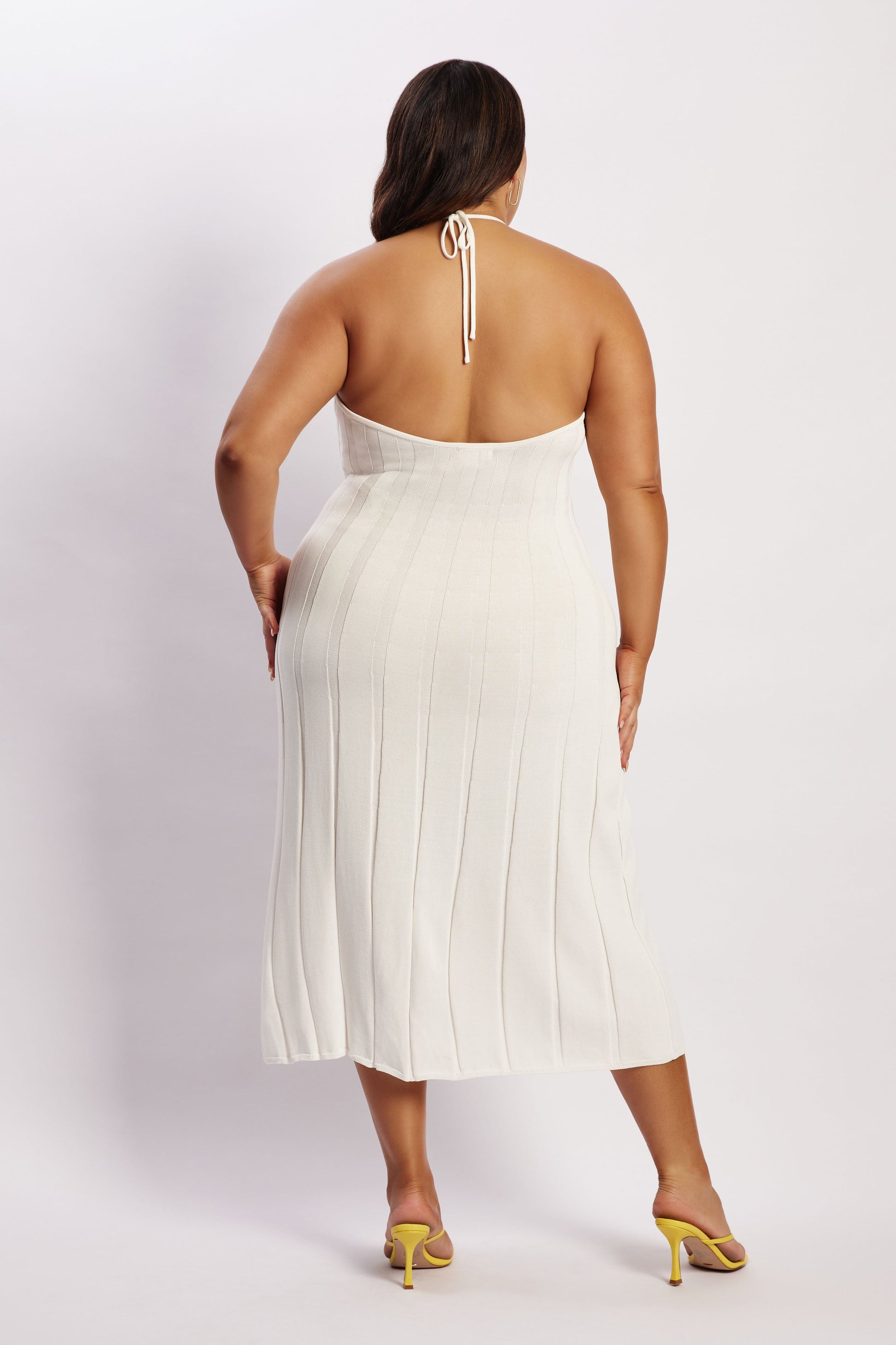 Adrienne Halter Neck Midi Dress - White #11
