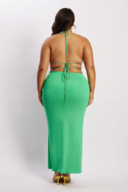 Amber Ruched Maxi Skirt - Green
