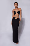 Ruby Diamante Rope Ruched Maxi Skirt - Cyan Blue