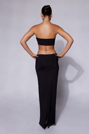 Ruby Diamante Rope Ruched Maxi Skirt - Black
