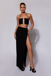 Anastasia Diamante Rope Maxi Skirt With Split - Black