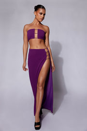 Anastasia Diamante Rope Maxi Skirt With Split - Grape