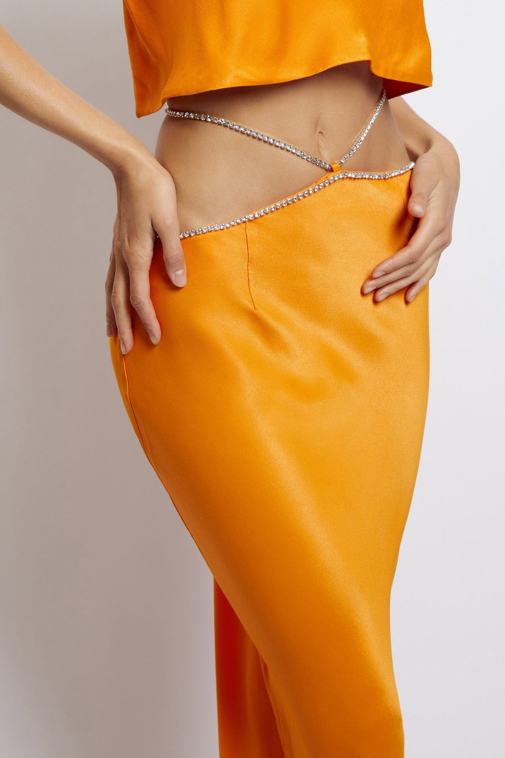 Dayana Diamante Maxi Skirt - Mandarin