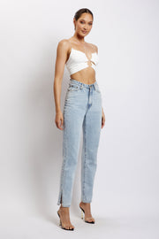 Phoenix Cut Out Ruched Crop Top - White