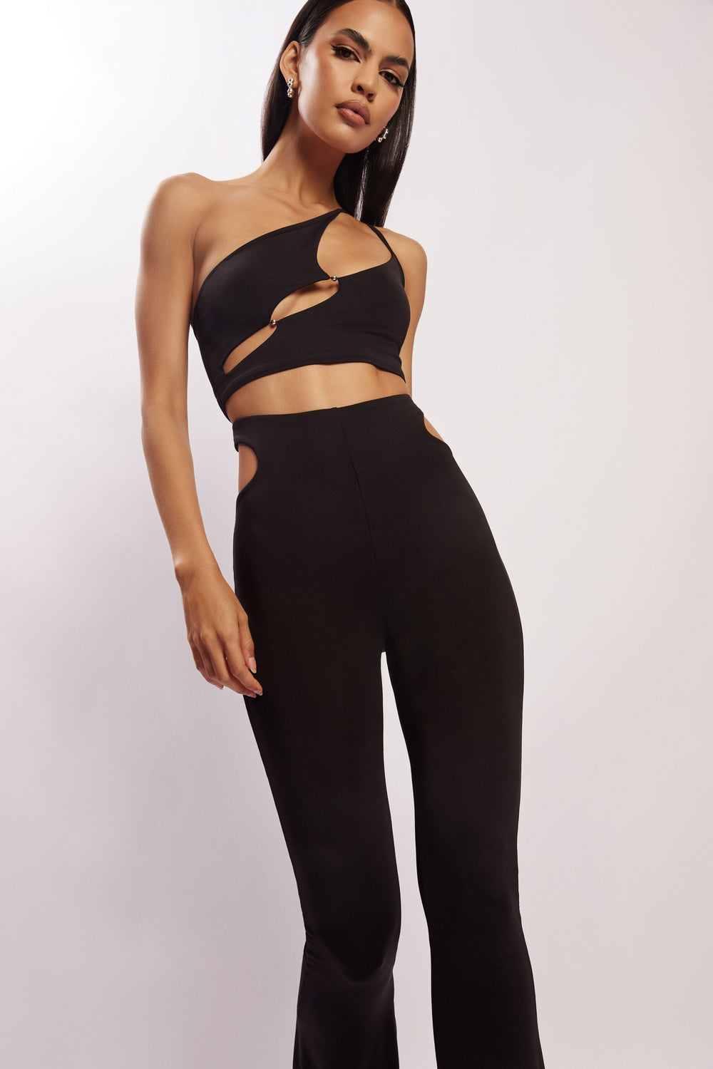Harley High Waisted Thong Cutout Pants - Black