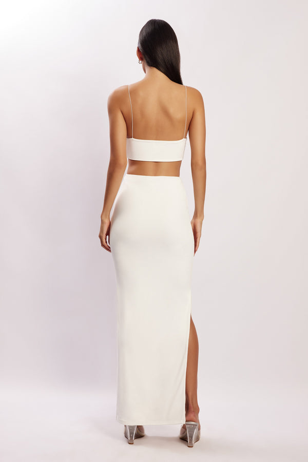 Montana Ruched Cut Out Crop Top - White