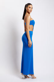 Marissa Strapless Maxi Dress With Waist Tie - Cobalt Blue