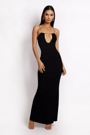 Kirsty Strappy Circle Cutout Maxi Dress - Black