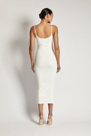 Alexis Ribbed Cami Midi Dress - White
