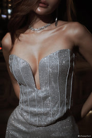 Felicity Shimmer Corset - Silver