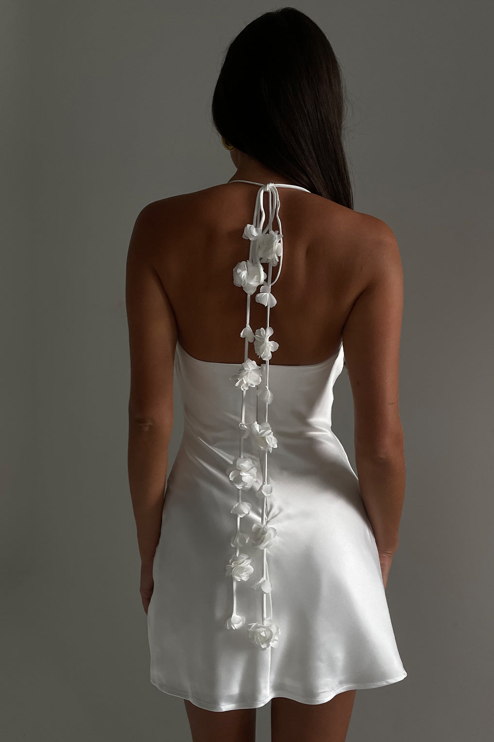 Otillie Rose Halter Mini Dress - White - MESHKI