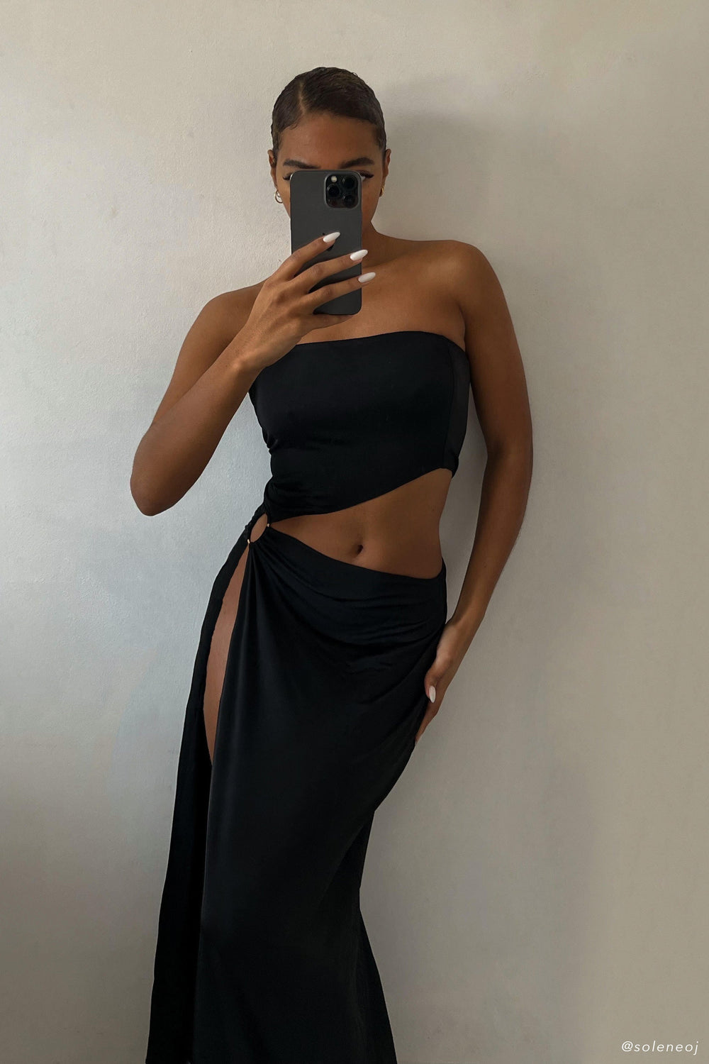 Giada O-Ring Strapless Maxi Dress - Black